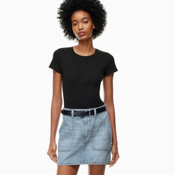 Aritzia Denim Forum The 90’s Utility Mini Skirt Light Blue Size 27 — 100% Cotton - Picture 1 of 12